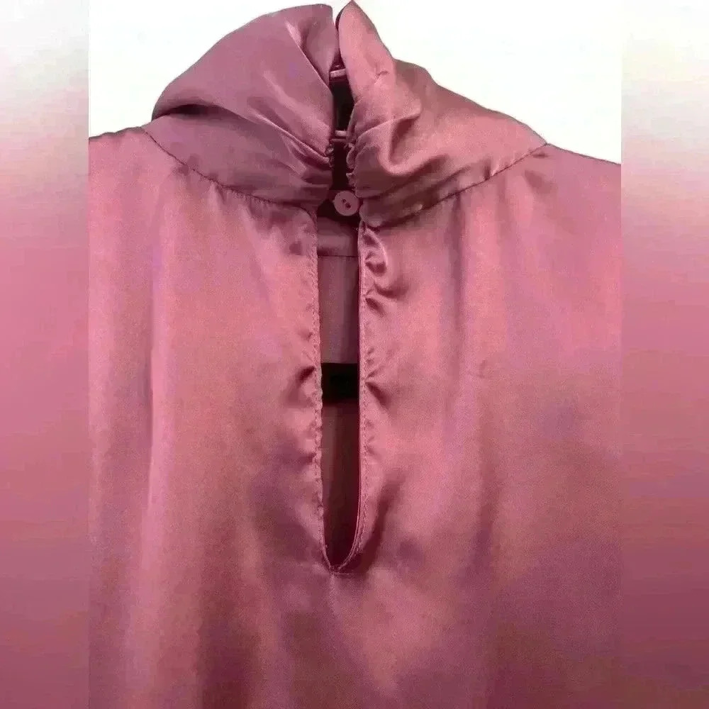 Dusty Rose Mauve Satin Effect Blouse size small - Picture 4 of 5